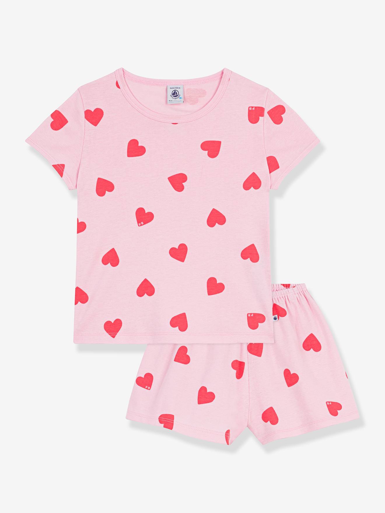 Petit Bateau Pyjama Short Slipjes For Girls Met Hartjesprint Rozen