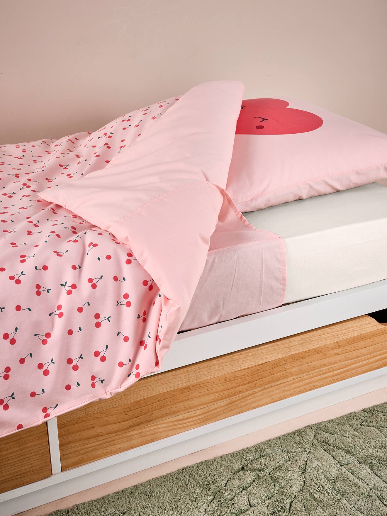 Vertbaudet Magicouette Cerise Bedset Met Gerecycled Katoen Roze, Bedrukt