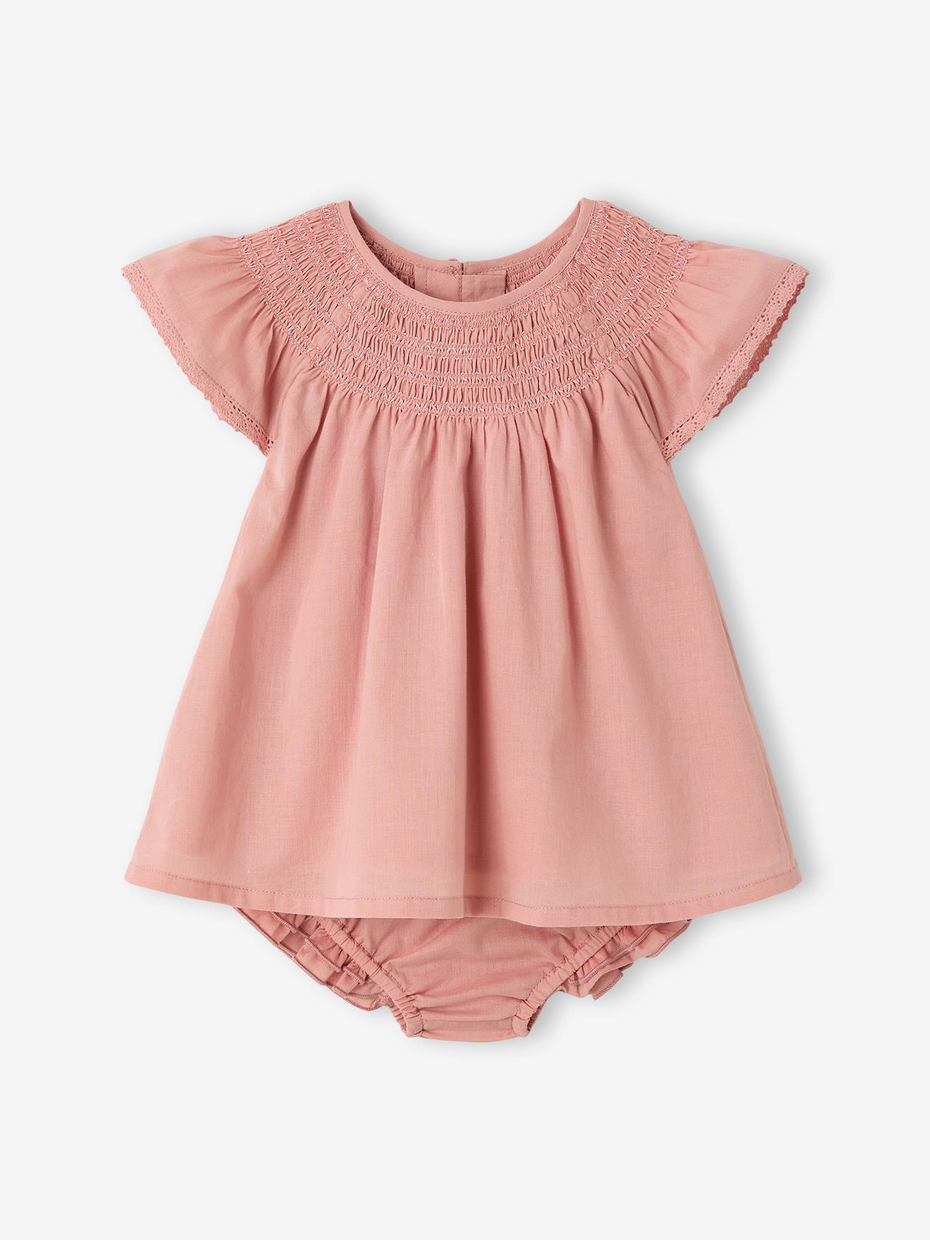 Vertbaudet Jurk En Bloomer Baby Meisjes Katoen Rouge
