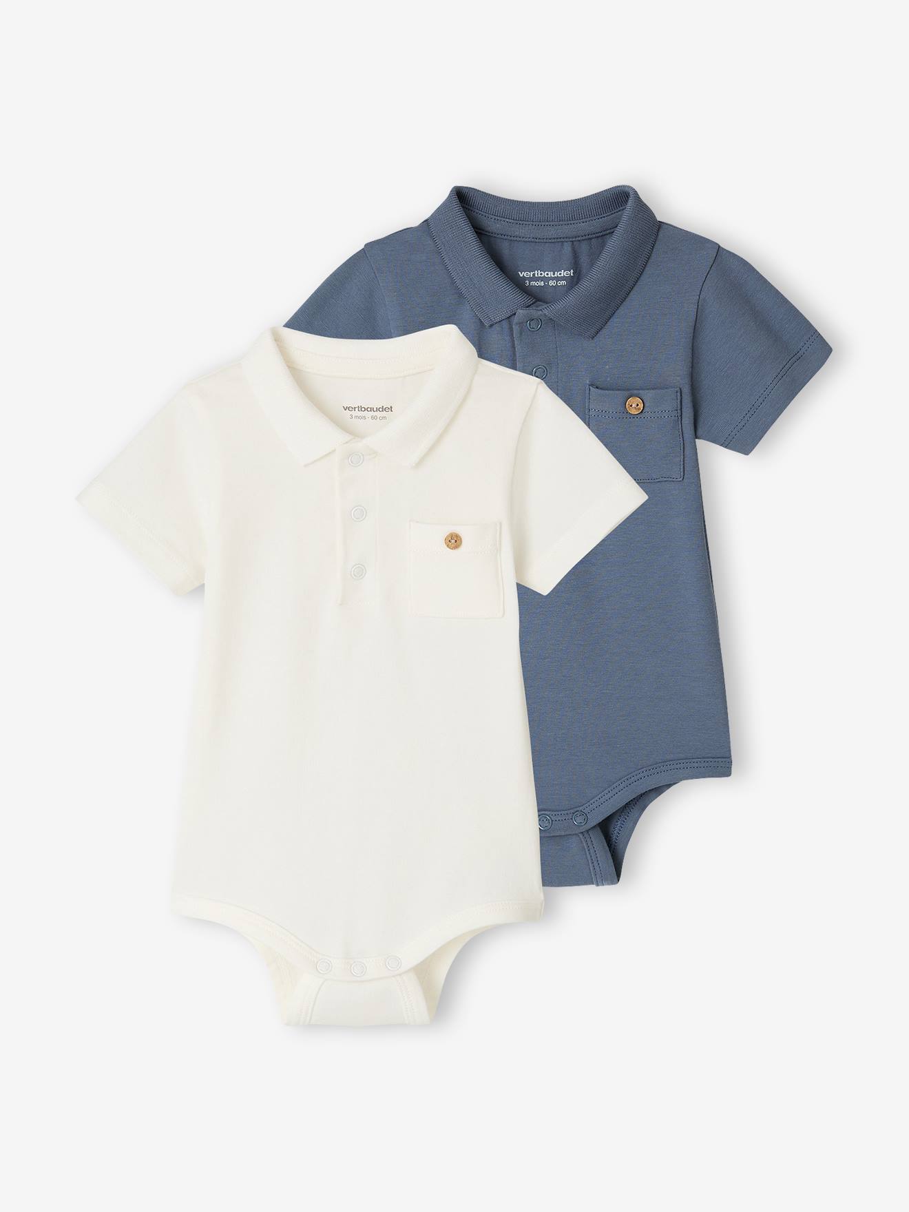 Vertbaudet Set Van 2 Newborn Rompertjes Met Polokraag Met Zakje Ecru