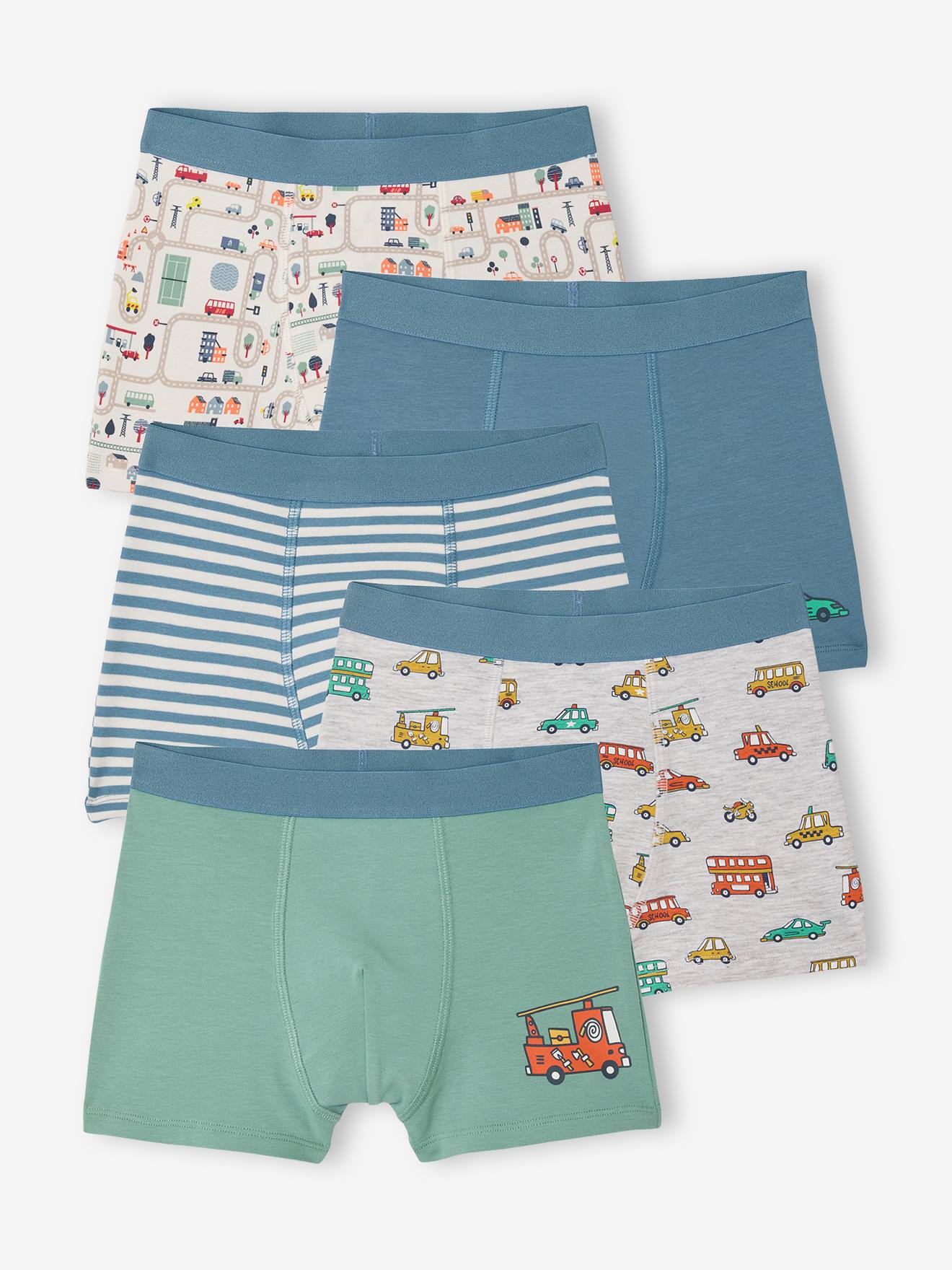 Vertbaudet Set Van 5 Boxershorts Voor Jongens, Circuit Ecru