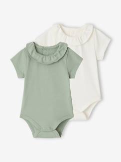 Set van 2 rompers voor baby met sierkraag met korte mouwen  - vertbaudet enfant