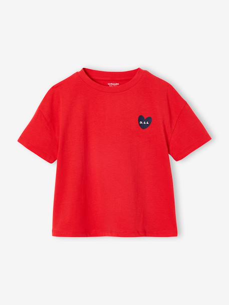 Fille-T-shirt, sous-pull-T-shirt-Tee-shirt fille fantaisie motif poitrine manches courtes 