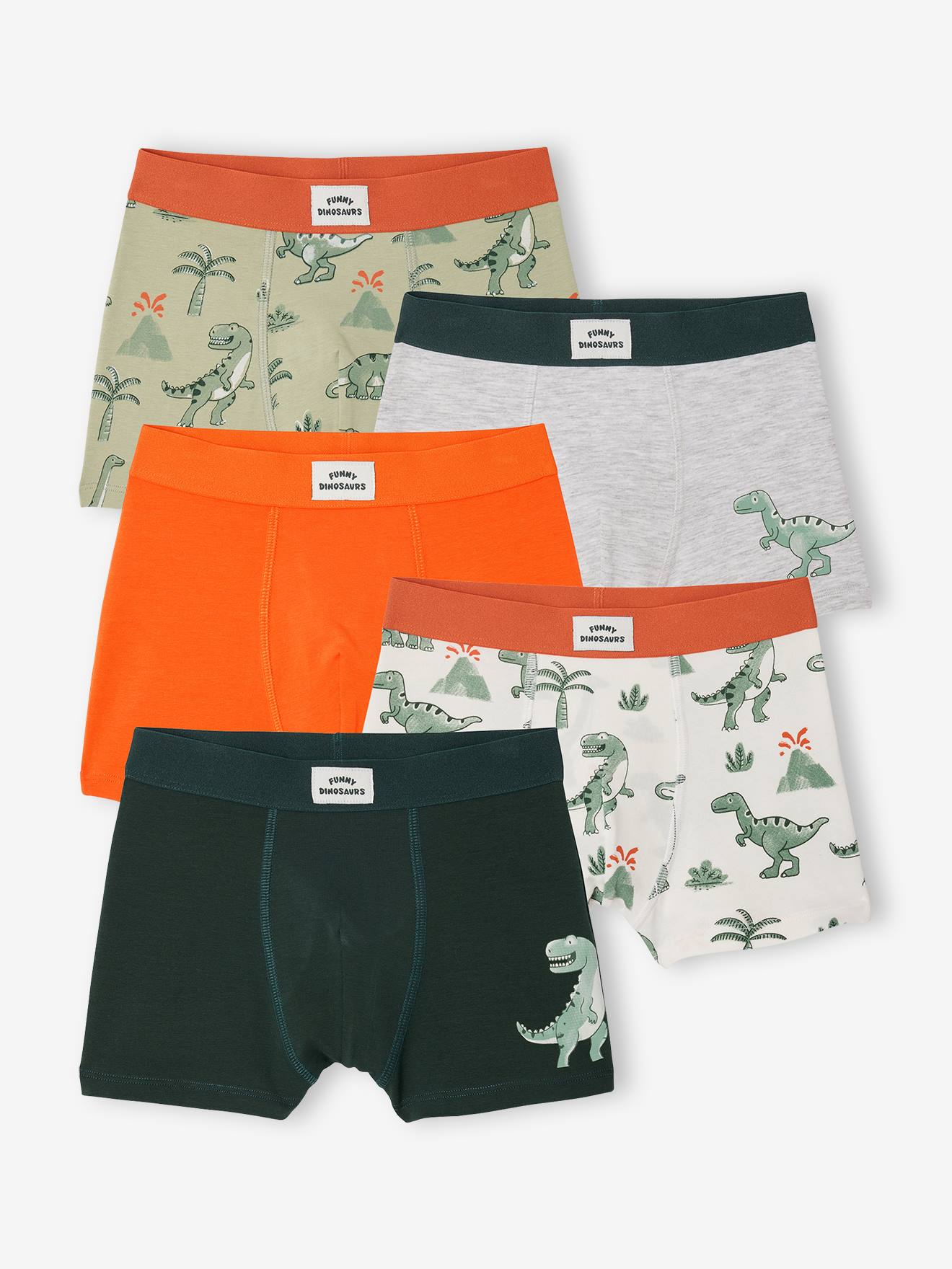 Vertbaudet Set Van 5 Boxershorts Dino Inktblauw