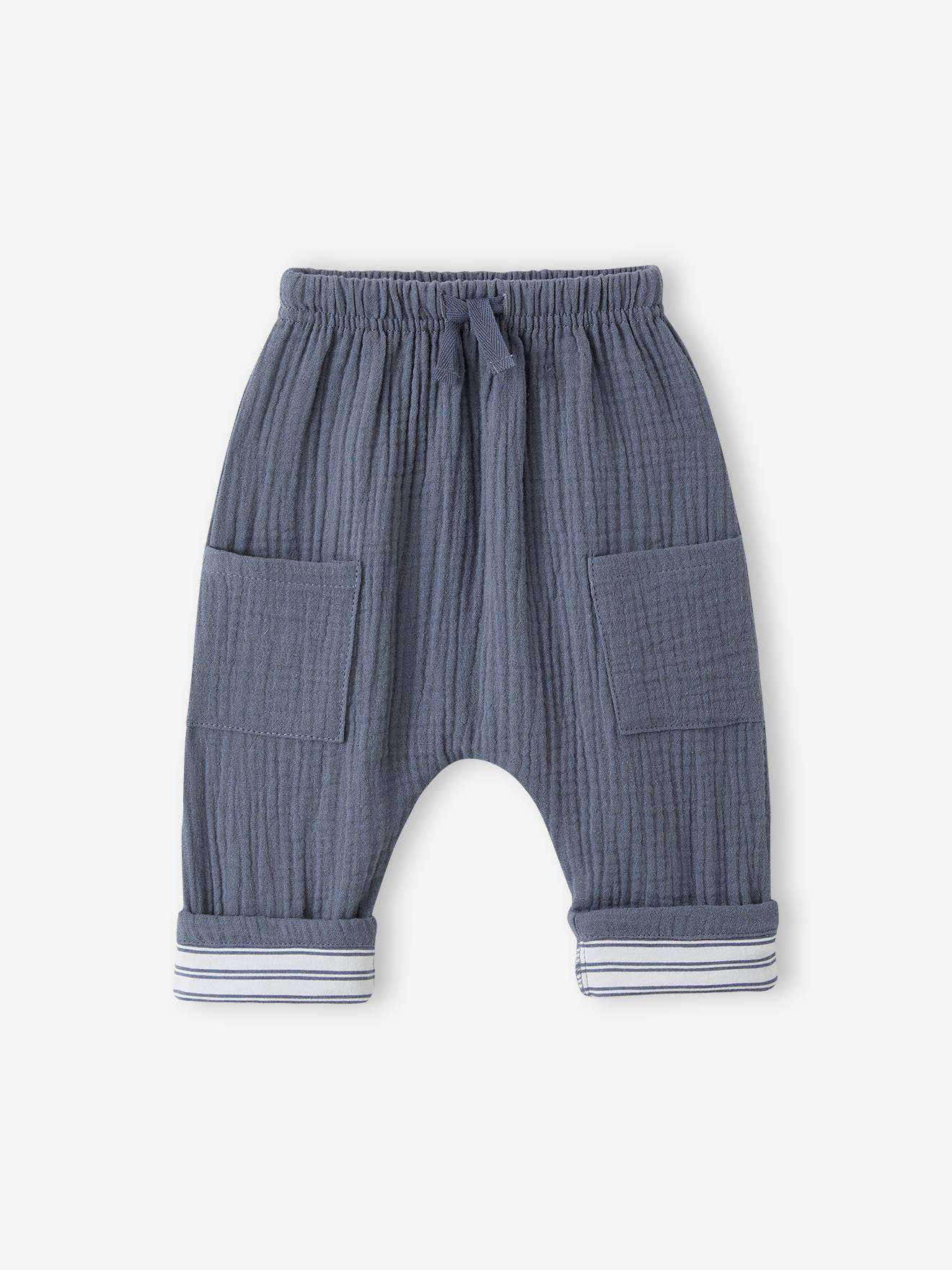 Vertbaudet Babybroek Van Katoengaas Blauw