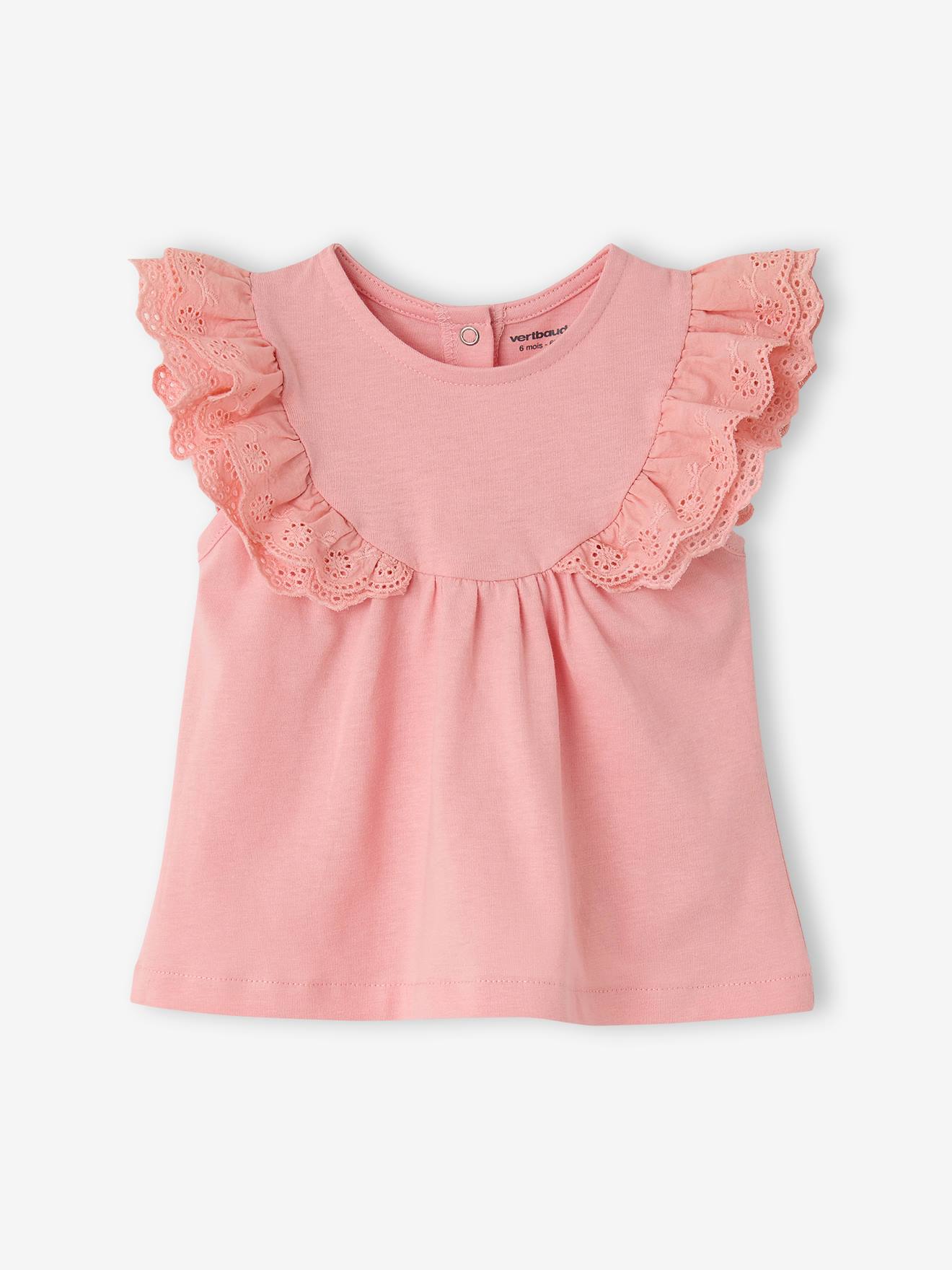 Vertbaudet T-shirt Met Engels Borduursel Babymeisje Rozen