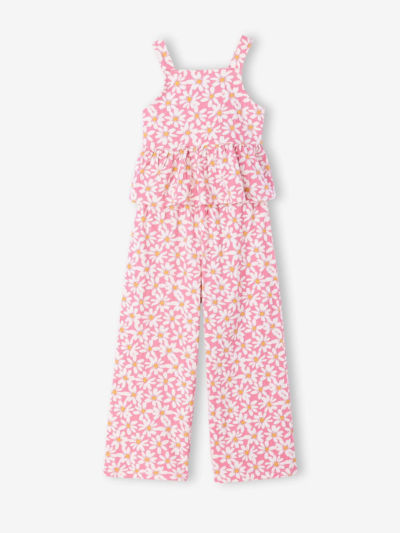Vertbaudet Set Broek Hemdje Bloemen Oudroze