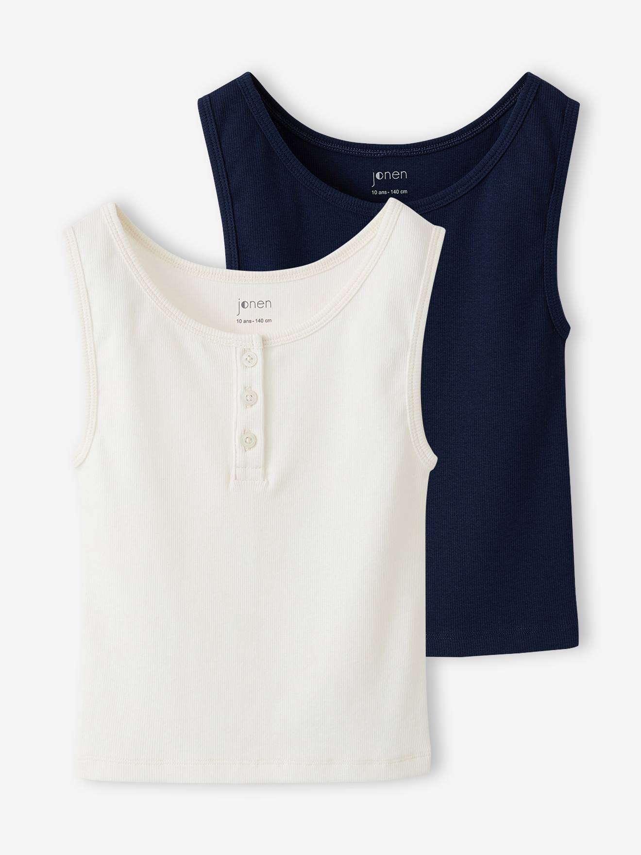 Set Van 2 Hemdjes Voor Meisjes Jonen Marineblauw