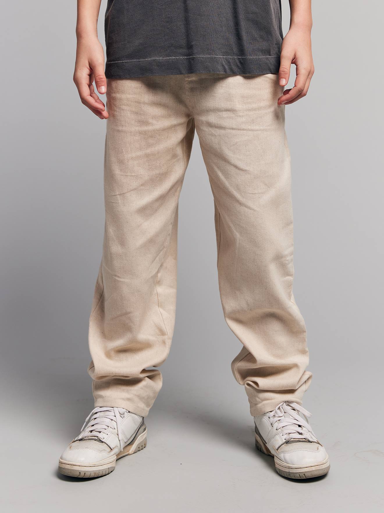 Jonen Broek Van Twill Katoen En Linnen Voor Jongens Met Verstelbare Taille Ecru