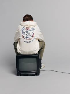 -Oversized sweater met capuchon voor jongens met print op de rug