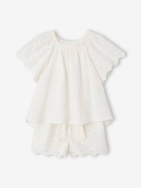 Ensemble 2 pièces short fille Ella Happy Time blanc - vertbaudet enfant 