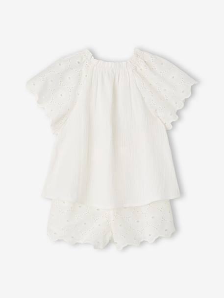 Ensemble 2 pièces short fille Ella Happy Time blanc - vertbaudet enfant 