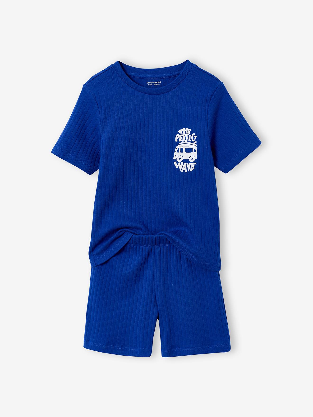Vertbaudet Geribbelde Pyjamashort Voor Jongens Felblauw