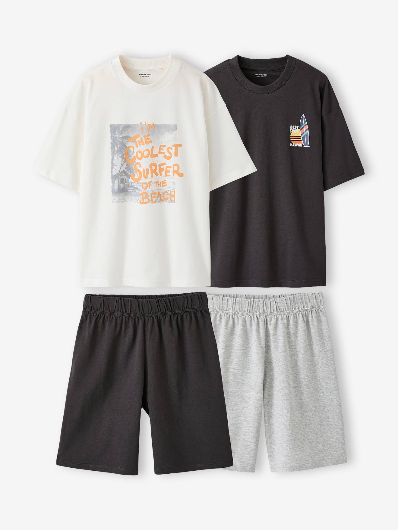 Jonen Set Van 2 Pyjama Zwemshort Surf Antraciet