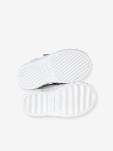 Leren baskets met klittenband voor baby's veel paars+veel wit - vertbaudet enfant 