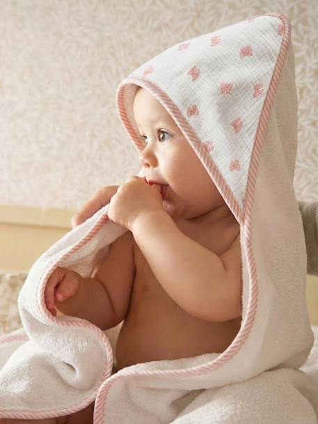 Bébé-Cape de bain personnalisable et gant de toilette NOEUDS