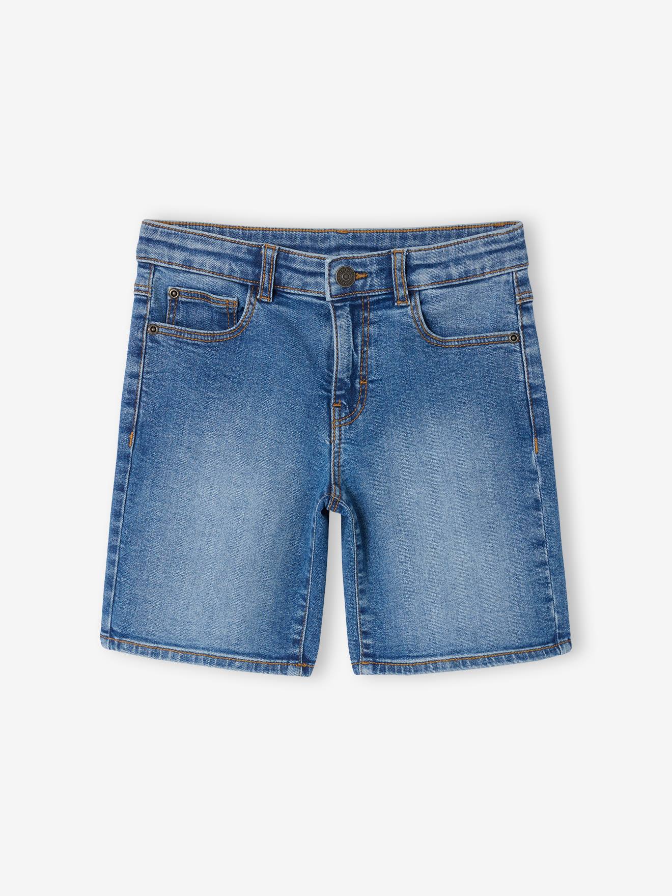 Vertbaudet Bermuda In Denim Voor Jongens Met Verstelbare Taille Stone