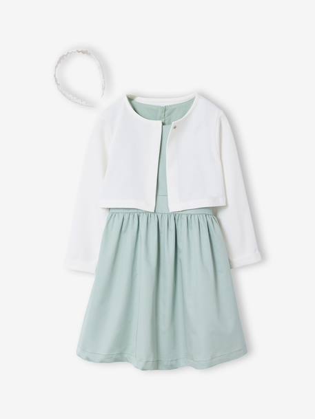 Fille-Ensemble robe patineuse boléro serre-tête