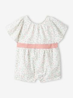 Bébé-Salopette, combinaison-Combinaison short bébé fille fleuri