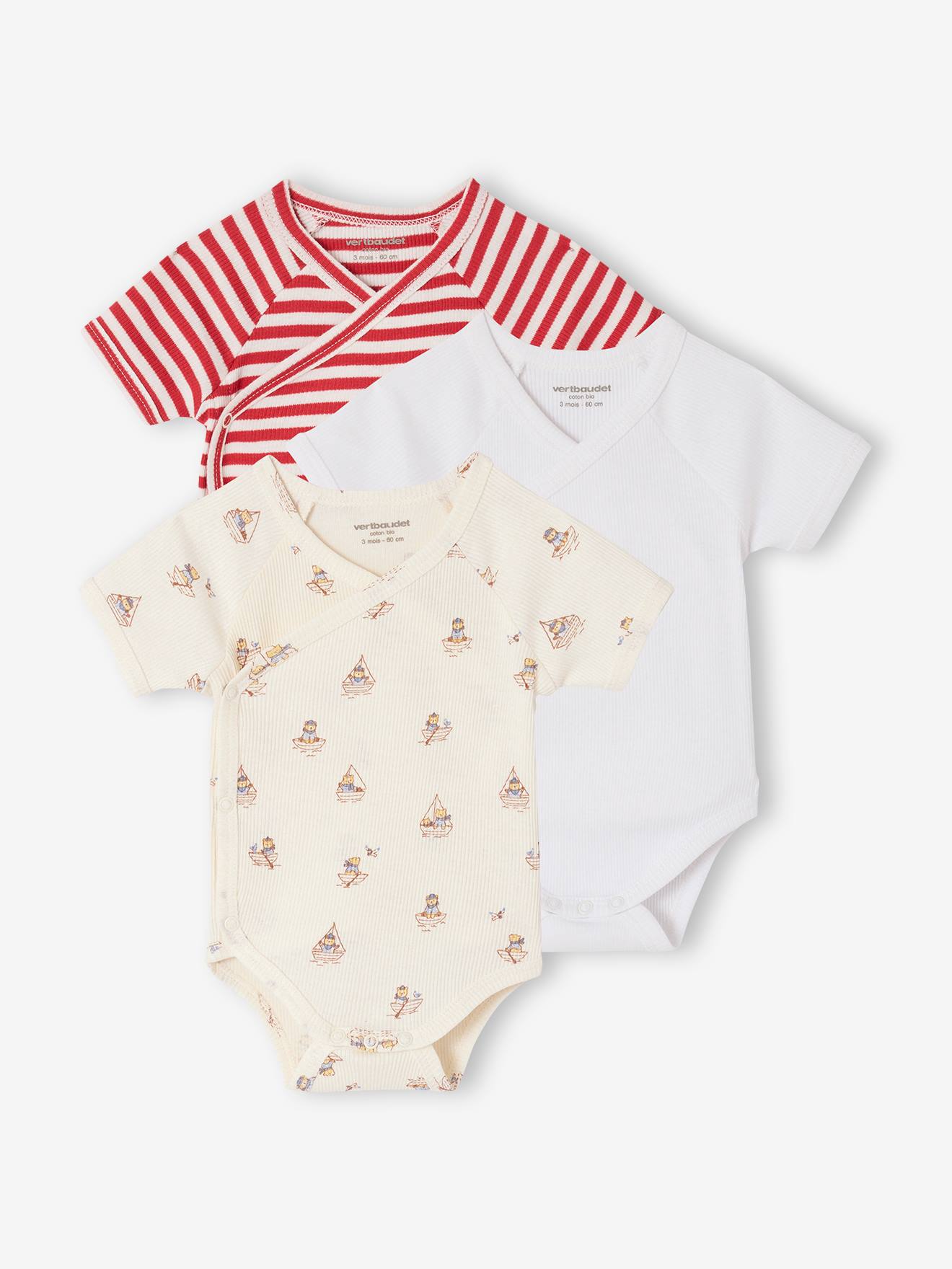 Vertbaudet Set Van 3 Body's Voor Babyjongens Van Biologisch Katoen Rood