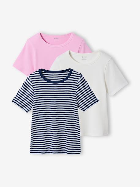 Fille-T-shirt, sous-pull-Lot 3 T-shirt côtelé