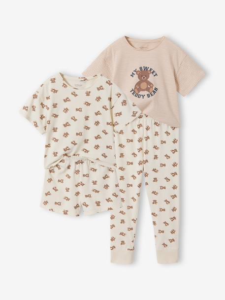 Fille-Lot 2 pyjamas ours court et long
