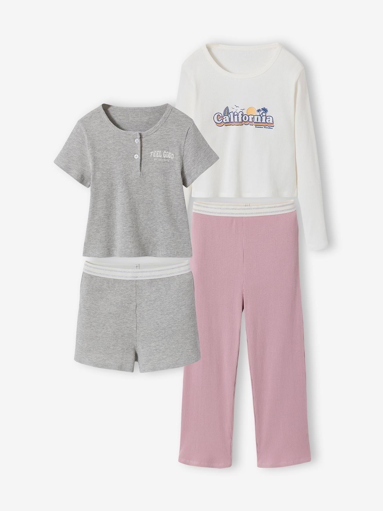Jonen Set Van 2 Korte En Lange Pyjama's Gemêleerd Grijs