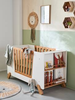 Chambre et rangement-Chambre-Lit bébé, lit enfant-Lit bébé avec barrière amovible + rangement bibliothèque LIGNE PIROUETTE