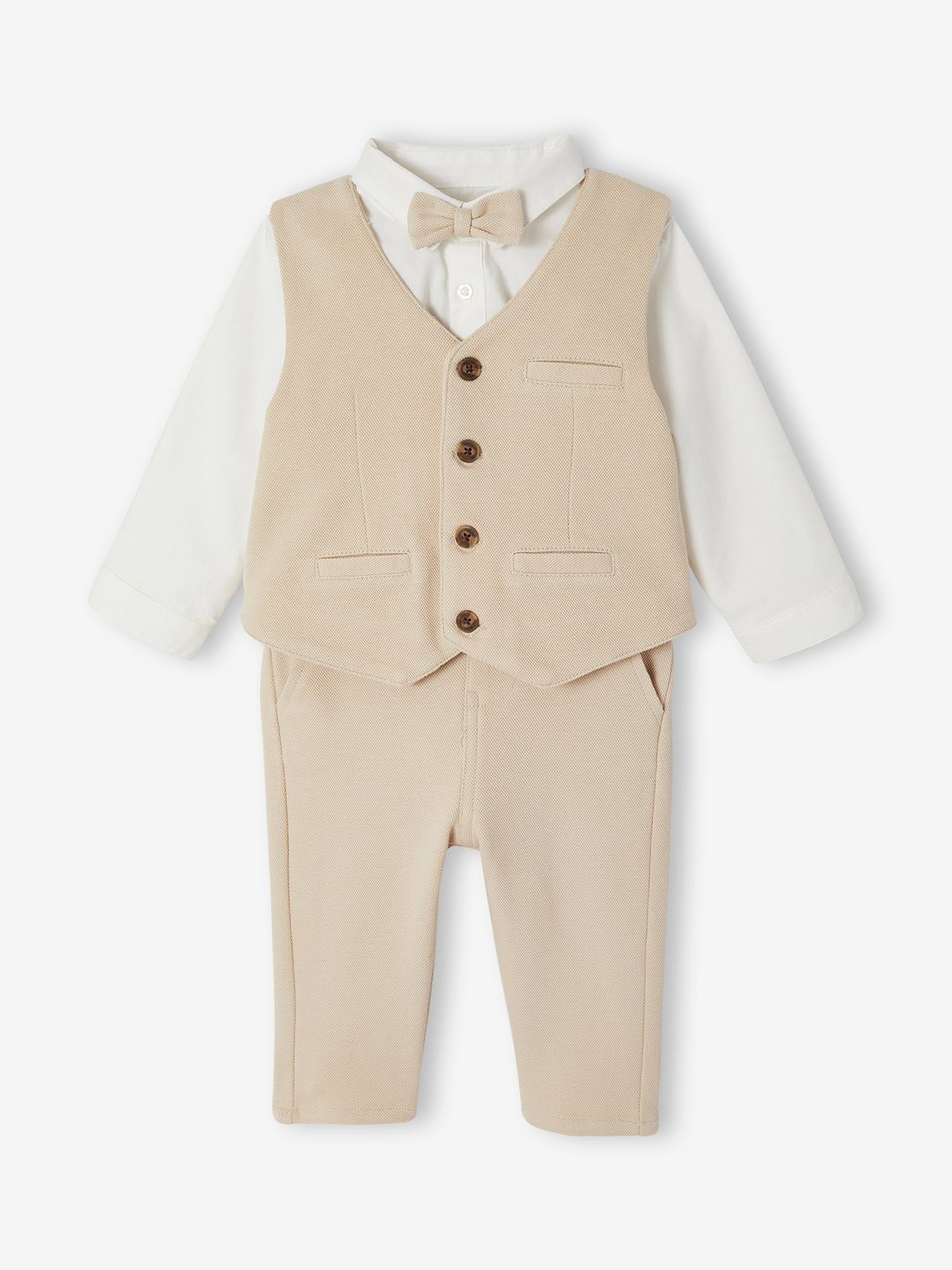Vertbaudet 4-delige Babyset Jongens Ceremonie Beige