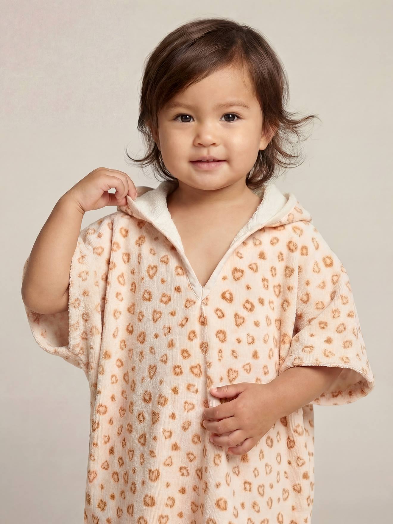 Vertbaudet Badponcho Baby Dieren, Met Gerecycled Katoen Wit, Bedrukt