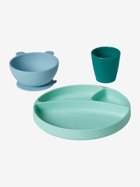 Coffret Repas En Silicone Set Bleu Puericulture