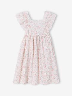 -Robe de cérémonie en gaze de coton fille manches en broderie anglaise