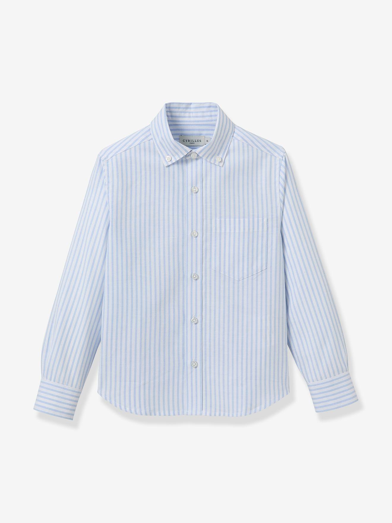 Gestreept overhemd met lange mouwen blauw, gestreept