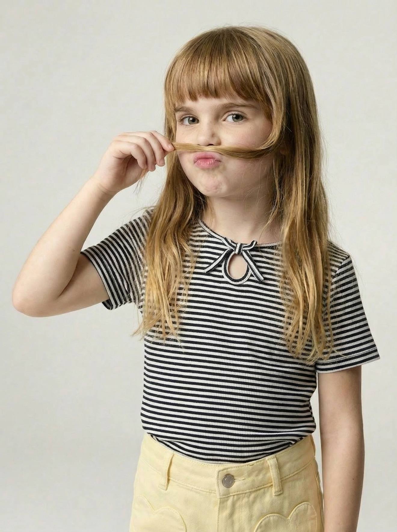 Vertbaudet T-shirt Voor Meisjes Met Een Fantasieknoop Blauw, Gestreept