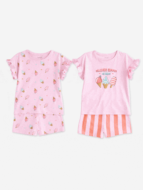 Fille-Lot 2 pyjashorts manches courtes fille