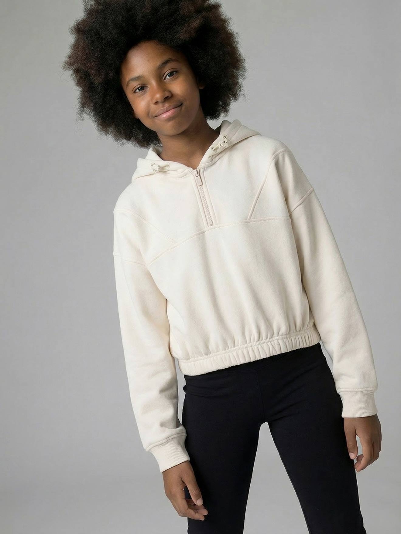 Jonen Sweater Voor Meisjes Met Capuchon Voor Sport Vanille
