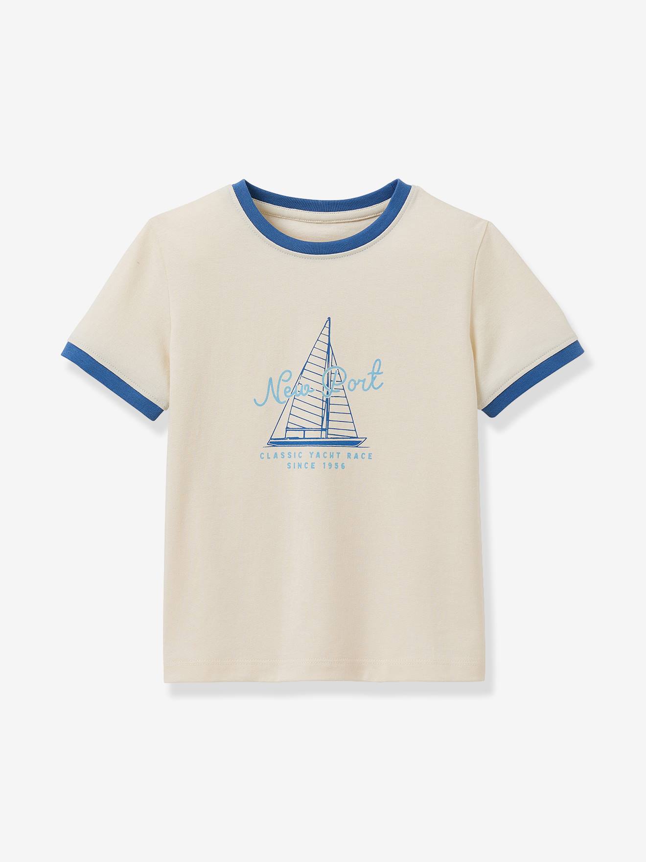 Cyrillus T-shirt Met Contrasterende Kraag Voor Jongens Ecru