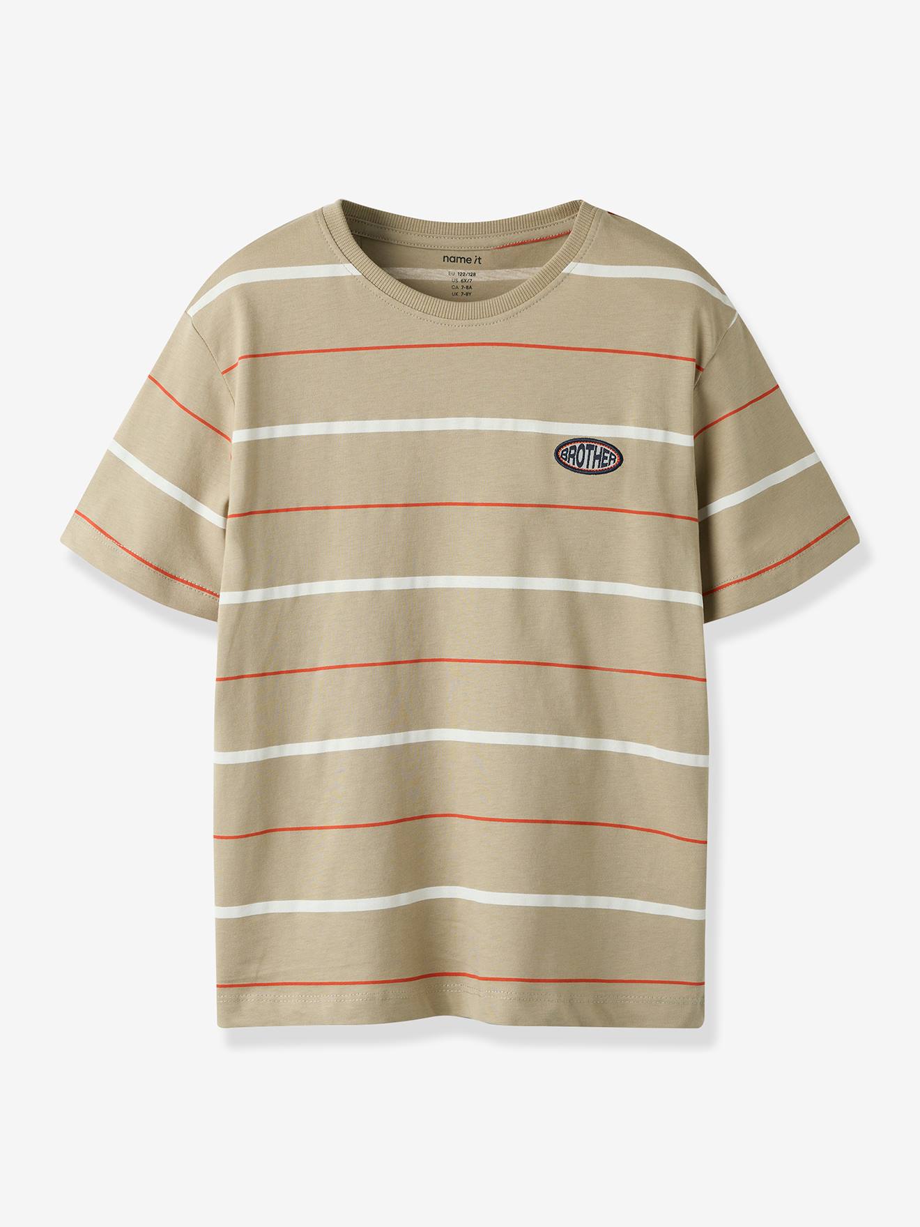 Gestreept T-shirt Voor Jongens Met Name It-logo Taupe