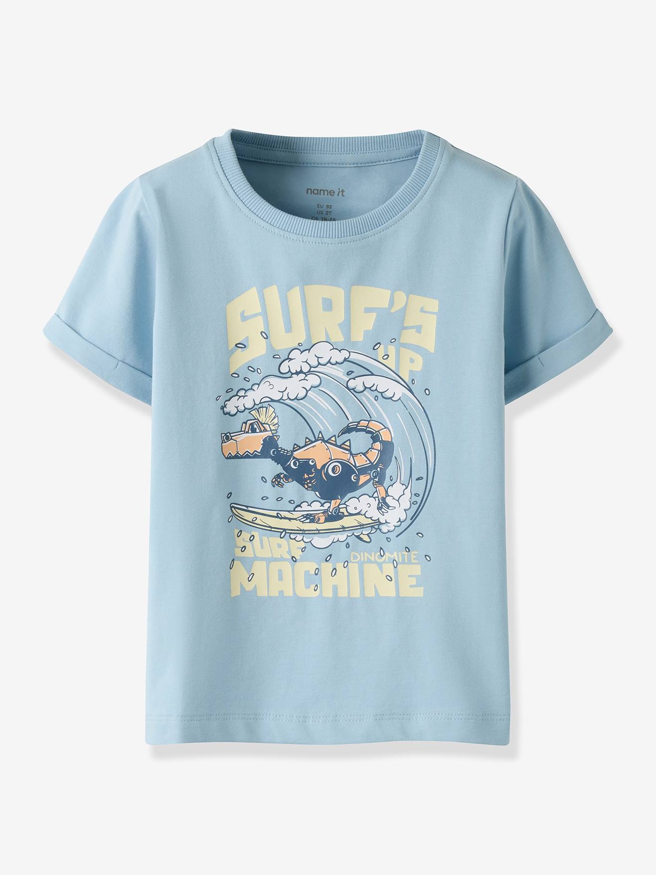 Ruimvallend T-shirt Voor Jongens Met Name It-print Lichtblauw
