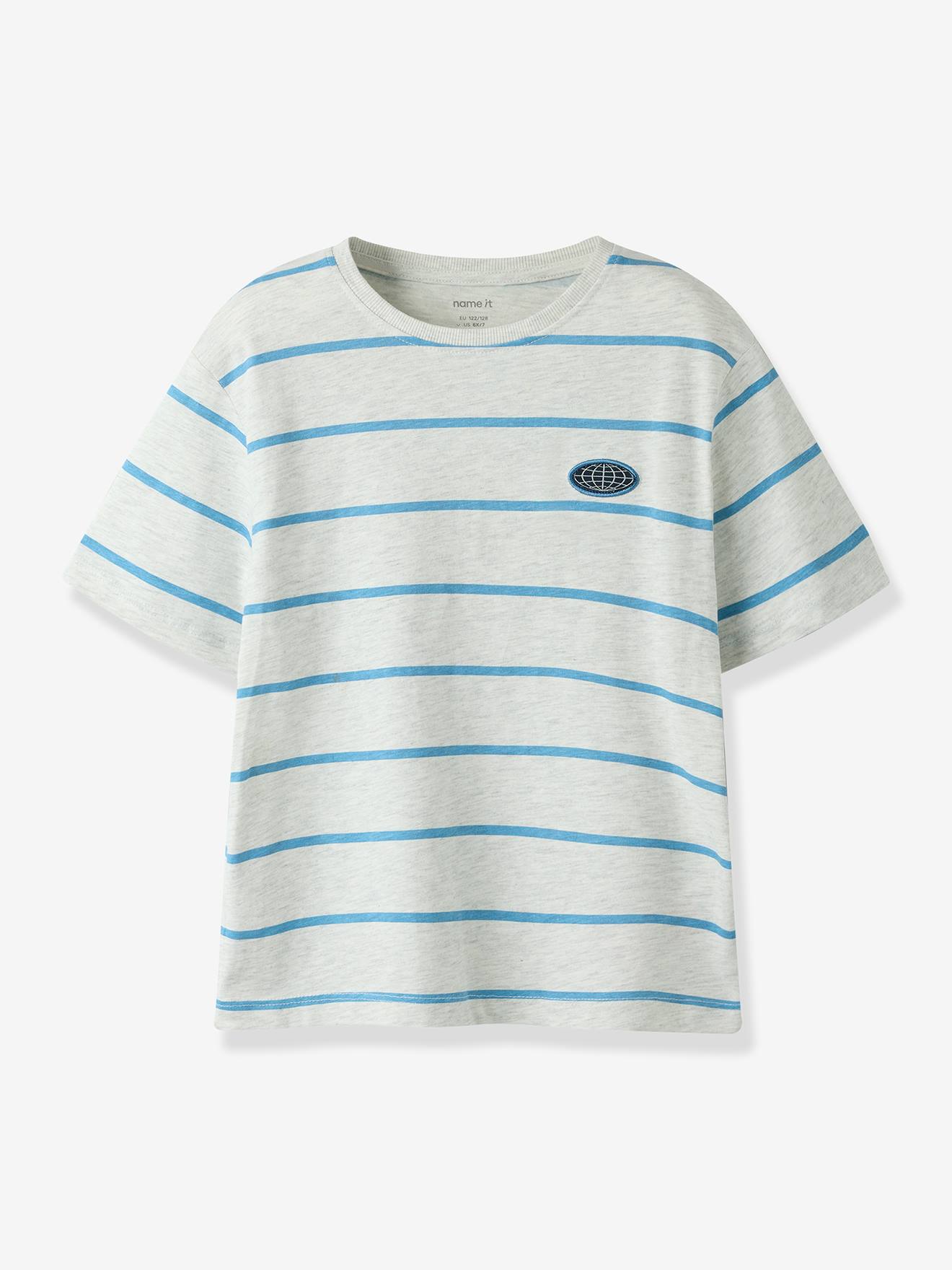 Gestreept T-shirt Voor Jongens Met Name It-logo Lichtgrijs