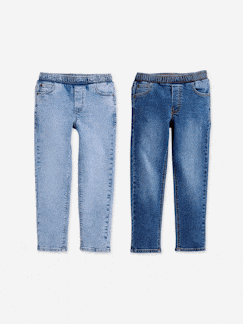 Jongens-Broek-Set van 2 slim-fit jeans met elastische en verstelbare taille