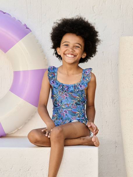 Maillot de bain fille 1 pièce bleu - vertbaudet enfant 