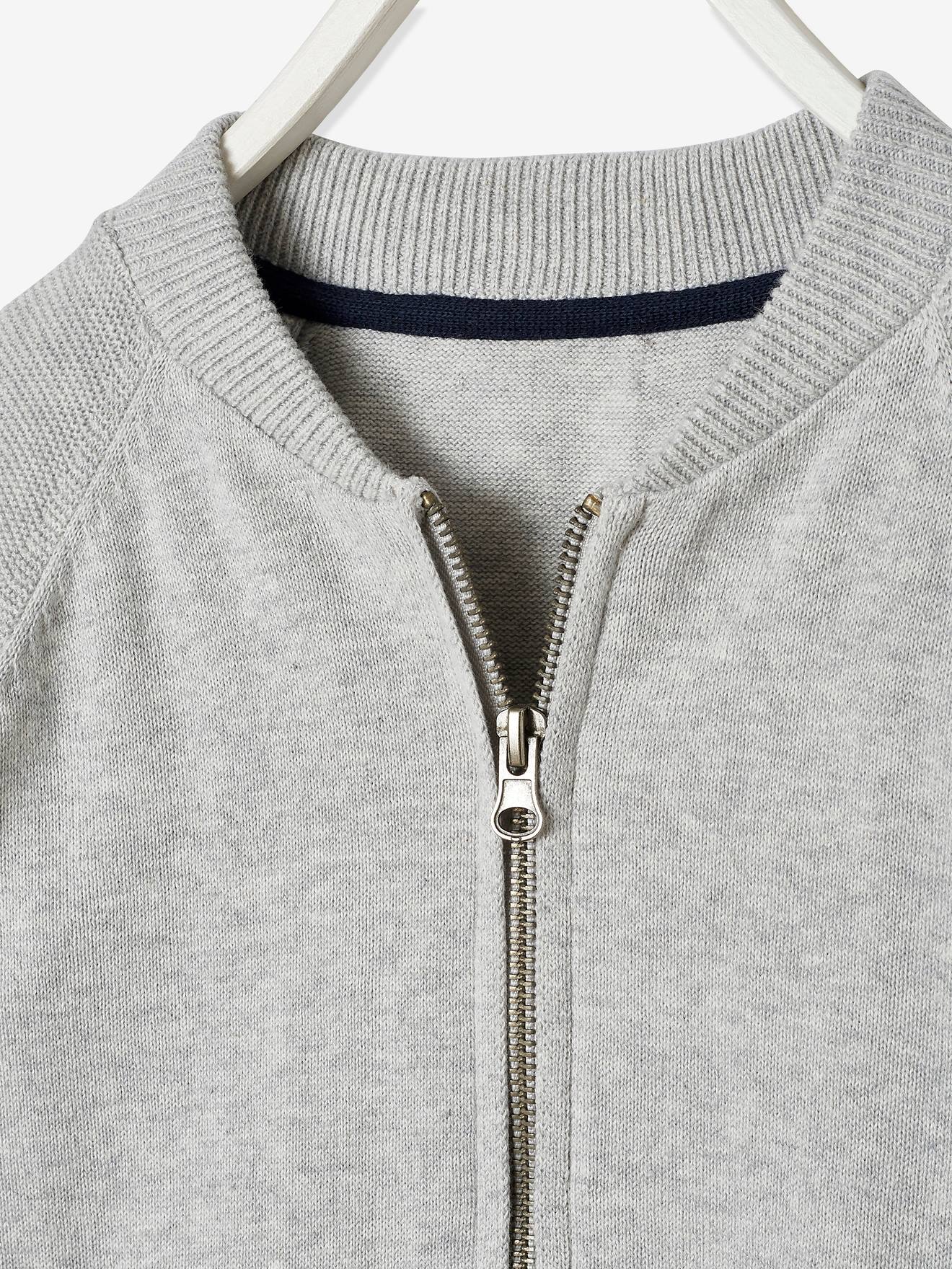 Pull Col Tunisien Garçon 100% Coton Vertbaudet - Maille Douce Couleur Bleu Chin 337698