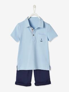 Jongens-T-shirt, poloshirt, souspull-Poloshirt-Set polo en bermuda jongen