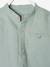 Chemise col Mao en coton/lin garçon manches retroussables BLANC+bleu ciel+Bleu moyen+vert - vertbaudet enfant 