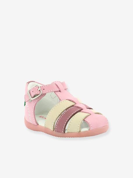 Sandales Cuir Bebe Fille Bigfly 2 Kickers Rose Tricolore Chaussures