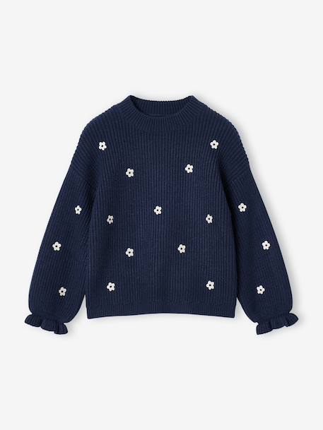 Fille-Pull, gilet, sweat-Pull fille manches longues col rond