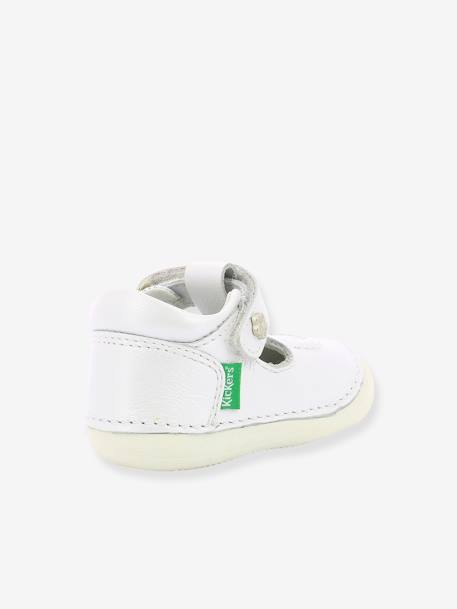 Sandales Cuir Bebe Fille Salome Kickers 1ers Pas Blanc Chaussures