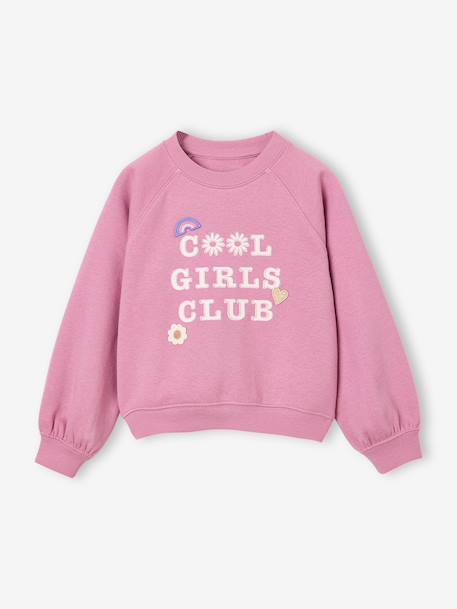Fille-Pull, gilet, sweat-Sweat fille manches longues col rond