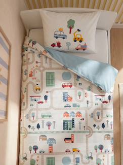Linge de maison et décoration-Linge de lit enfant-Parure Magicouette CIRCUIT VOITURE, avec coton recyclé
